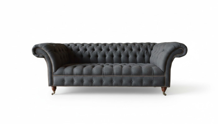 Chesterfield 3 Siedziba Włókienniczy Ciemnoszary Nowoczesny Design Kanapy Sofa Meble Designer