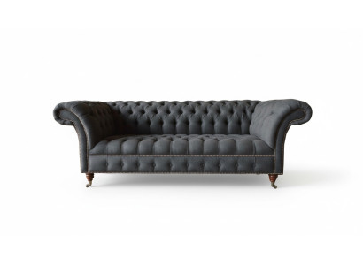 Chesterfield 3 Siedziba Włókienniczy Ciemnoszary Nowoczesny Design Kanapy Sofa Meble Designer
