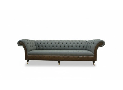 Chesterfield 4 miejsce do siedzenia Gray Material Living Room Design Podkładka Sofa Duża Włókienniczy Meble