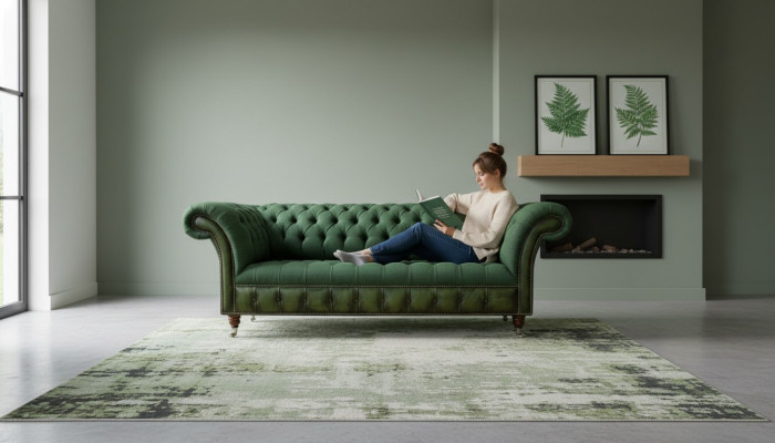Chesterfield 3 miejsce do siedzenia Dark Green Living Room Design Kanapy Podkładka Sofa Włókienniczy