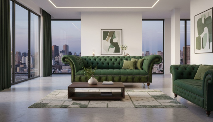 Chesterfield 3 miejsce do siedzenia Dark Green Living Room Design Kanapy Podkładka Sofa Włókienniczy