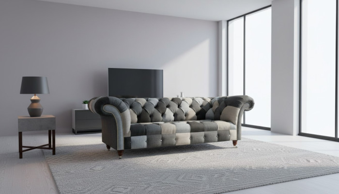 Trzyosobowe sofy do salonu Podkładka do sof Aksamit Materiał Chesterfield