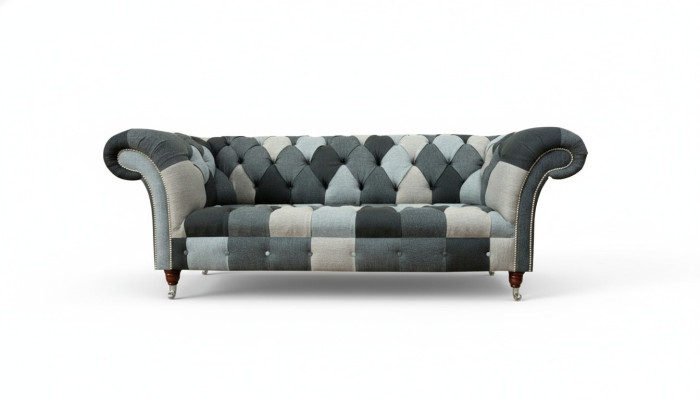 Trzyosobowe sofy do salonu Podkładka do sof Aksamit Materiał Chesterfield