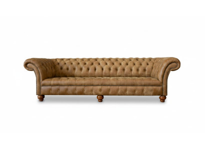 Chesterfield 4 miejsce do siedzenia Jasnobrązowe Nowoczesne designerskie kanapy Skóra Sofa Creative Meble