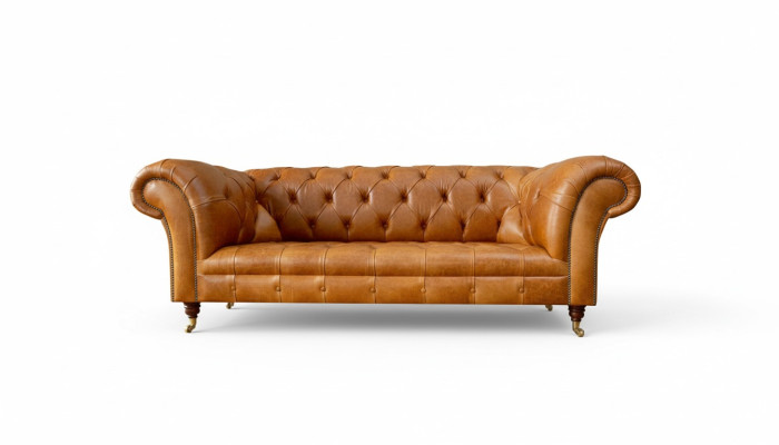 Chesterfield 3 miejsce do siedzenia Kanapy Nut Brown Nowoczesny Design Skóra Sofa Creative Meble