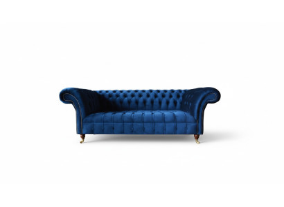 Chesterfield 3 miejsce do siedzenia Blue Design Kanapy Podkładka Sofy Aksamit Materiał Włókienniczy Luxury