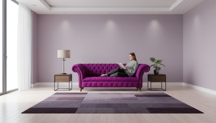 Kanapy Chesterfield 3-osobowe w kolorze fioletowym Material Design Podkładka Sofy Nowa Sofa Kreatywna