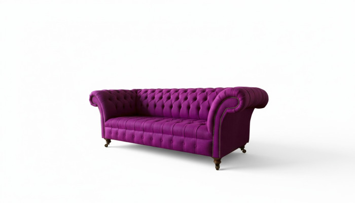 Kanapy Chesterfield 3-osobowe w kolorze fioletowym Material Design Podkładka Sofy Nowa Sofa Kreatywna