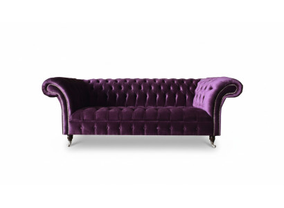 Kanapy Chesterfield 3-osobowe Fioletowe Material Design Podkładka Sofa Sofy Nowy Włókienniczy