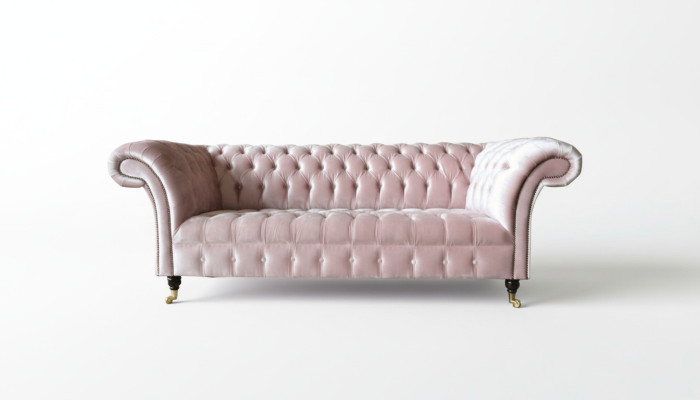 Chesterfield 3-osobowa jasnoróżowa kanapa Creative Meble Nowa sofa do salonu o nowoczesnym designie