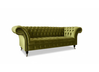 Kanapy Trzyosobowe Chesterfield Green do salonu Podkładka Sofa Włókienniczy Nowość