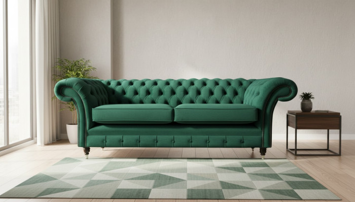 Chesterfield 3 miejsce do siedzenia Zielony Salon Nowoczesny Design Kanapy Sofa Oryginalna Włókienniczy