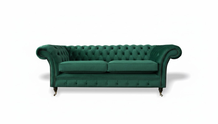 Chesterfield 3 miejsce do siedzenia Zielony Salon Nowoczesny Design Kanapy Sofa Oryginalna Włókienniczy
