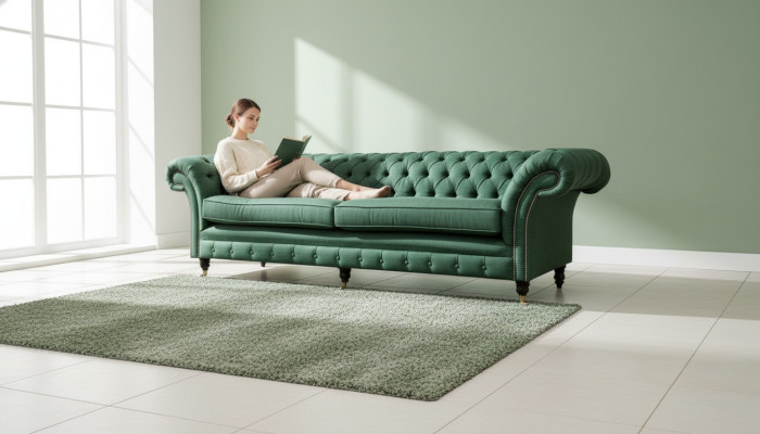 Chesterfield 4 miejsce do siedzenia Dark Green Living Room Design Kanapy Sofa duże Meble Material
