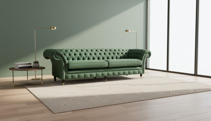 Chesterfield 4 miejsce do siedzenia Dark Green Living Room Design Kanapy Sofa duże Meble Material