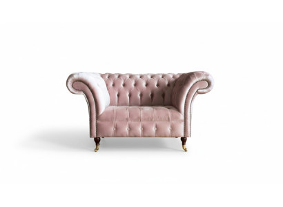Fotel Chesterfield w kolorze różowym, tkanina, nowoczesny design, meble kreatywne, nowe.