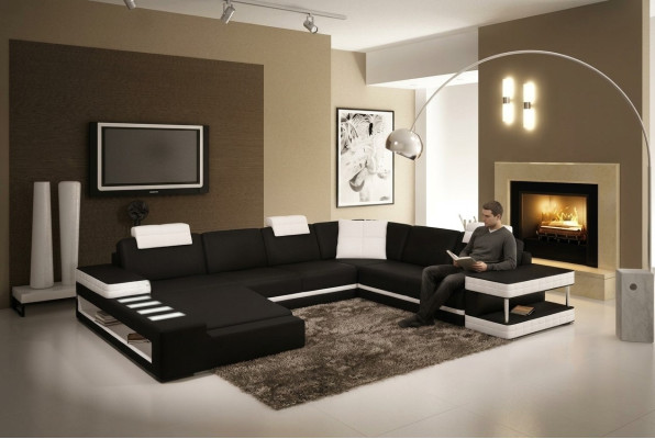 Skórzana sofa Narożnikowa kanapa Żywy krajobraz Designerska kanapa lekka sofa Podkładka Hallstadt -S