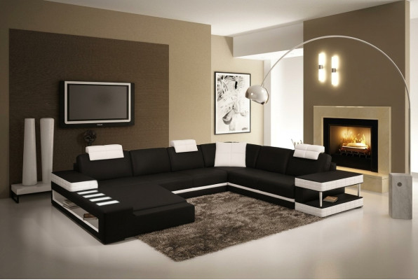 Skórzana sofa Narożnikowa kanapa Żywy krajobraz Designerska kanapa lekka sofa Podkładka Hallstadt -S