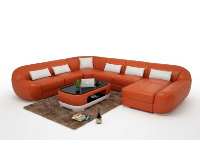 Nowoczesna skórzana sofa Narożnikowa kanapa Żywy krajobraz Siedziba Podkładka Couch Ustawić New FEo