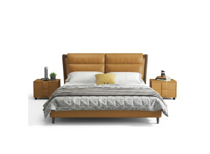 Design Skóra Łóżko Luksusowa Podkładka do łóżka Podwójna Sypialnia 180x200 Pomarańczowe Meble