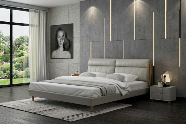 Łóżko Podkładka Design Luksusowe łóżko podwójne Beżowe 180x200 Sleep Pokój