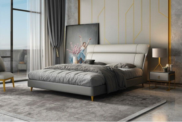 Design Skóra Łóżko Luksusowa Podkładka łóżka Double Modern Marriage 180x200 Modern New