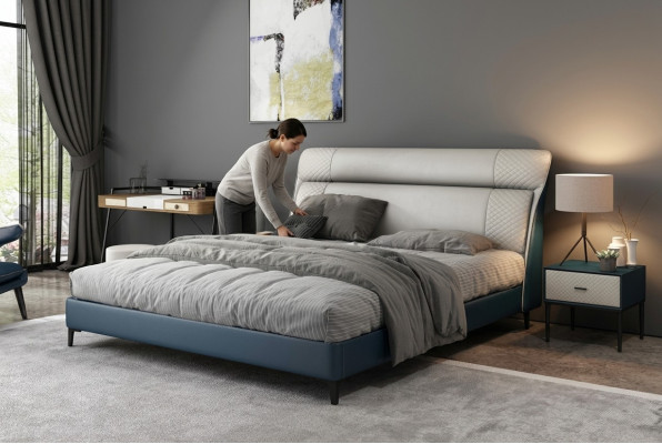 Luksusowe łóżka hotelowe Double Łóżko Design Drewno Modern Meble Sypialnia