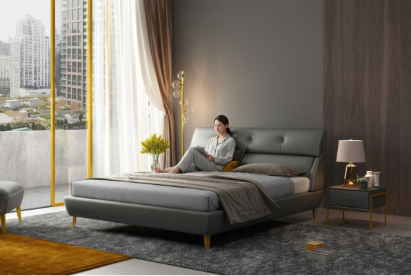 Sypialnia Hotelowe łóżka Double Łóżko Design Skóra łóżka 180x200cm