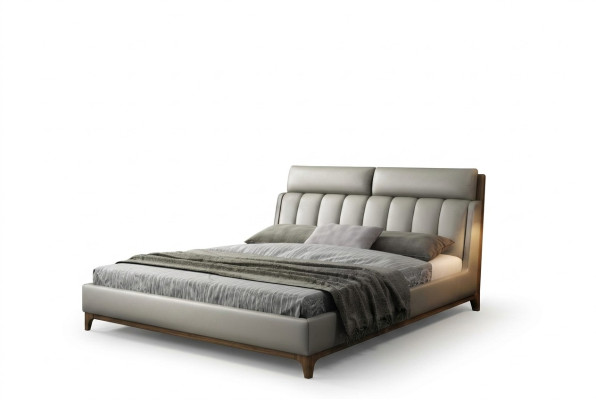 Nowoczesny design Łóżko 180x200 Skóra Drewno łóżko dwuosobowe w pokoju sypialnym