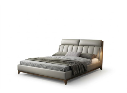 Nowoczesny design Łóżko 180x200 Skóra Drewno łóżko dwuosobowe w pokoju sypialnym