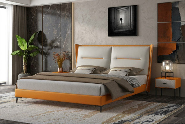 Nowoczesny design Łóżko 180x200 Skóra Łóżko hotelowe podwójne łóżko Pokój