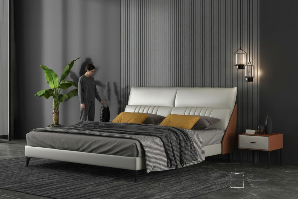 Designerskie Łóżko Sypialnia łóżko Włókienniczy Skóra Hotel Luxury Podkładka Aksamit Biały Nowość