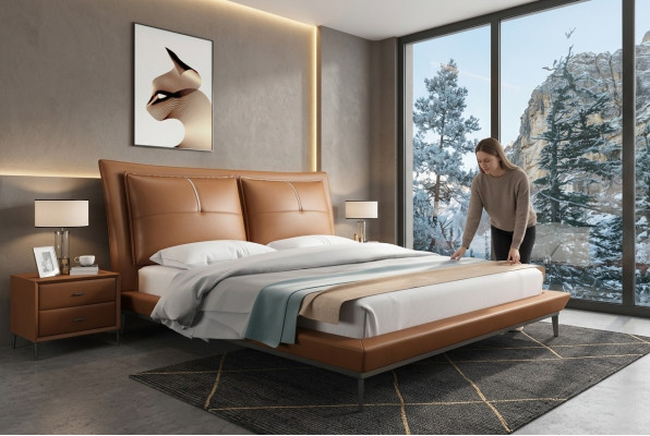 Designerskie łóżko Sypialnia łóżko Hotel Skóra Italian Meble