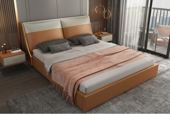 Projektant Łóżko Sypialnia łóżko Włókienniczy Skóra Hotel Luxury Podkładka Aksamit Material