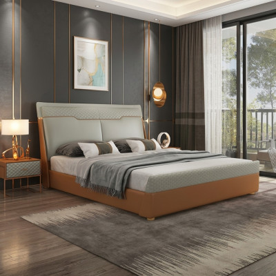 Luksusowa Sypialnia Łóżko Podkładka Design Luksusowe podwójne łóżko Skóra Hotel