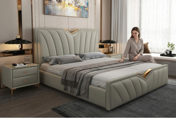 Designerskie łóżko Sypialnia łóżka Skóra Hotel Luxury Podkładka Italian Meble