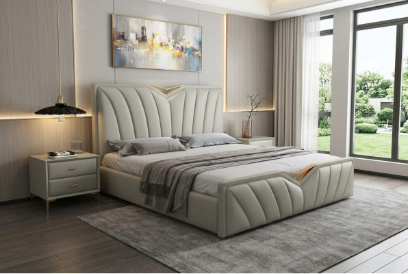 Designerskie łóżko Sypialnia łóżka Skóra Hotel Luxury Podkładka Italian Meble