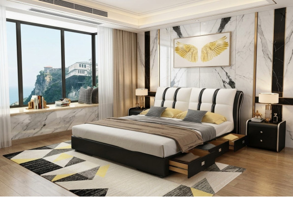 Projektant Łóżko Sypialnia łóżka Włókienniczego Hotel Luxury Podkładka Siedziba Materiał Włochy