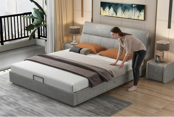 Design Skóra Łóżko Nowoczesny Hotel Rama Luksusowy Pokój Sypialny Podwójne łóżko Małżeństwo