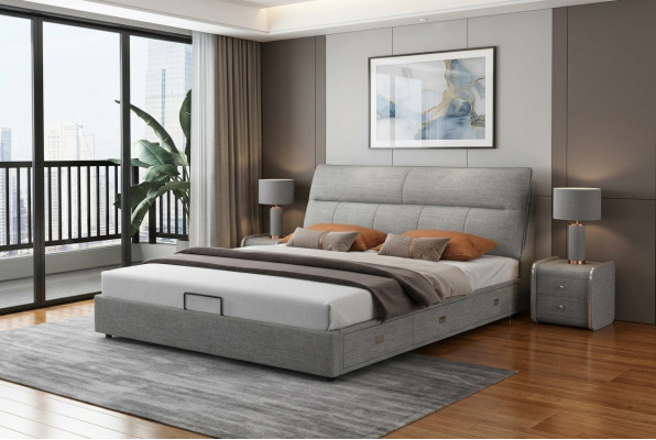 Design Skóra Łóżko Nowoczesny Hotel Rama Luksusowy Pokój Sypialny Podwójne łóżko Małżeństwo