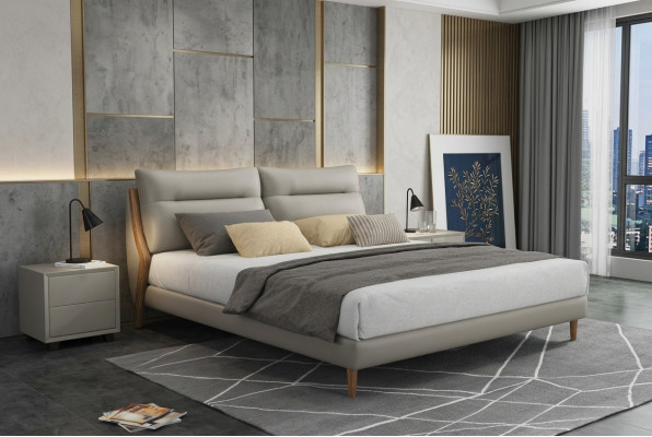 Łóżko Classic Luxury Podkładka Skóra Włókienniczy Wysokiej Jakości Sypialnia Łóżko Nowe