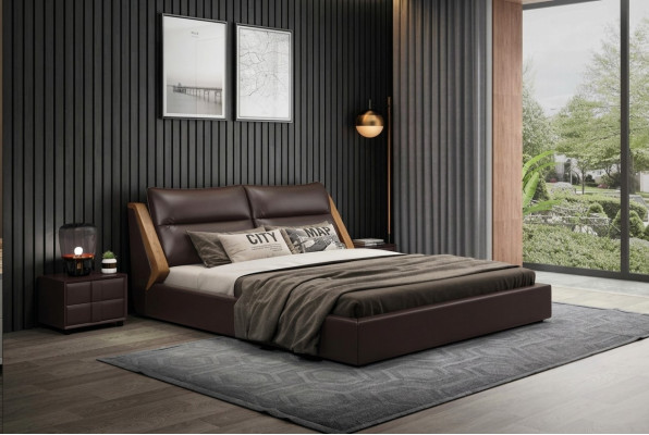 Łóżko Podkładka Design Luksusowe Dwuosobowe łóżko Hotelowe Małżeństwo 180x200cm Sleep Pokój Skóra
