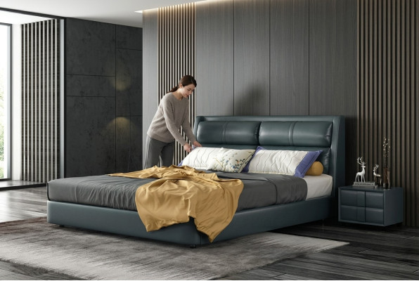 Skóra Łóżko Podkładka Design Luksusowe podwójne łóżko hotelowe Sleep Pokój Małżeństwo 180x200 cm
