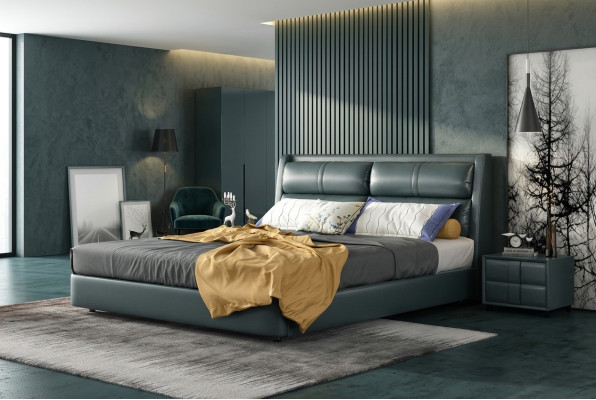 Skóra Łóżko Podkładka Design Luksusowe podwójne łóżko hotelowe Sleep Pokój Małżeństwo 180x200 cm