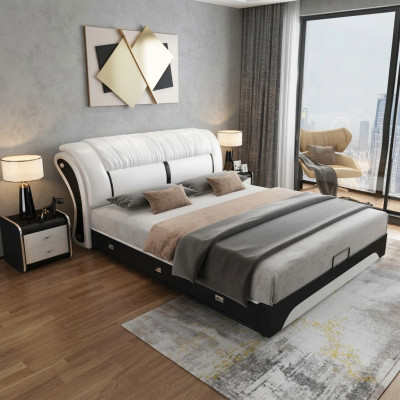 Łóżko Podkładka Design Luxury Double Hotel Marriage Sleep Pokój Skóra 180x200cm łóżko