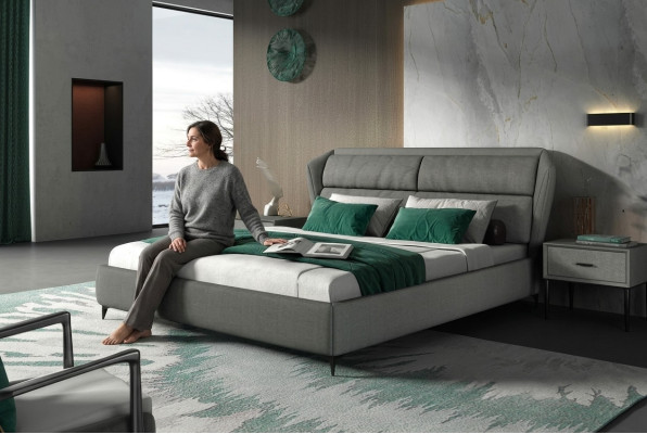 Łóżko Classic Łóżko tapicerowane luksusowe podwójne łóżko designerskie Sypialnia 180x200cm