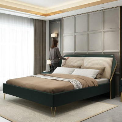 Luksusowe łóżko Włókiennicze Double Design Sypialnia Classic bed Green