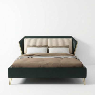 Luksusowe łóżko Włókiennicze Double Design Sypialnia Classic bed Green