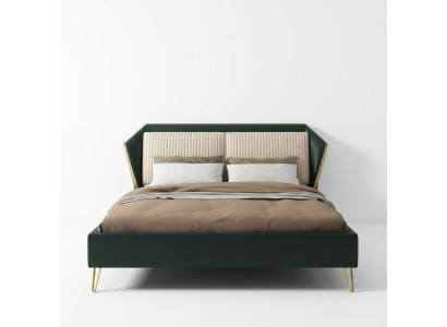 Luksusowe łóżko Włókiennicze Double Design Sypialnia Classic bed Green