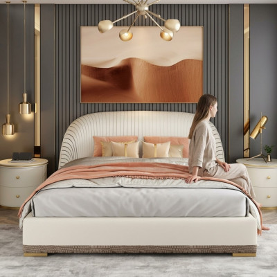 Designerskie Podwójne łóżko Hotel Luxury Skóra Sypialnia 150/180x200cm
